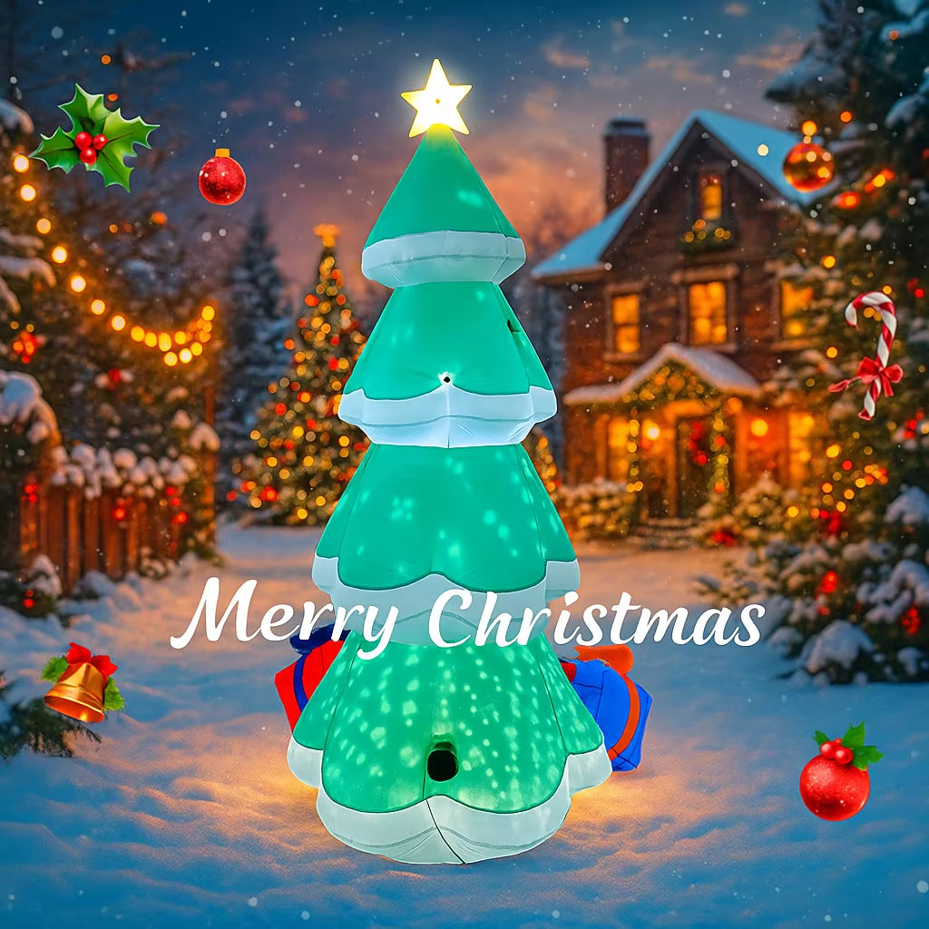 7.8FT Christmas Tree Gift Box Inflatable Christmas Decorations Ornaments with LED Lights Outdoor Yard Holiday Toy Home Decor